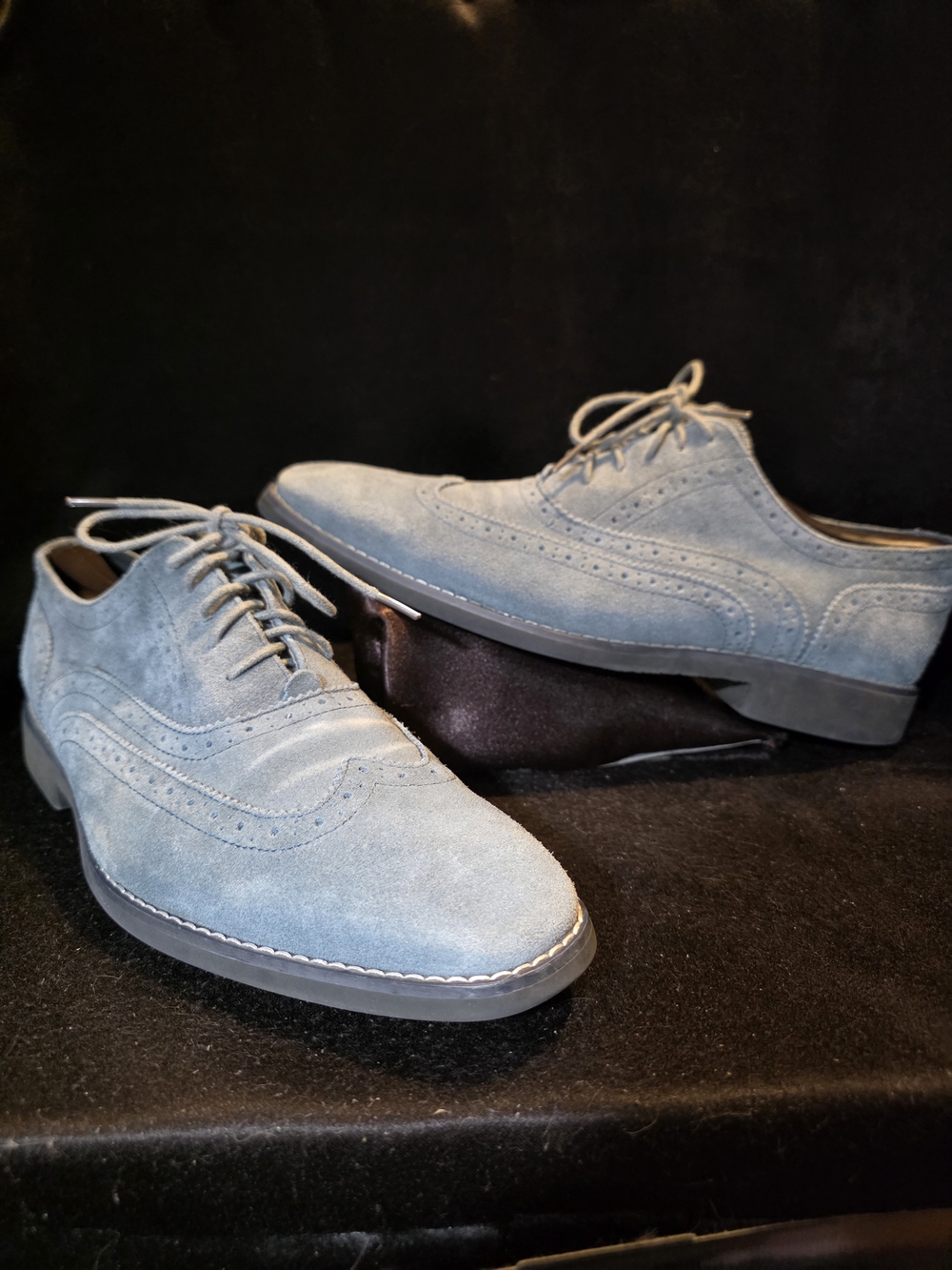 Joseph Abboud Men's Suede Lace-Up Wingtip Shoes in Light Blue Size 11